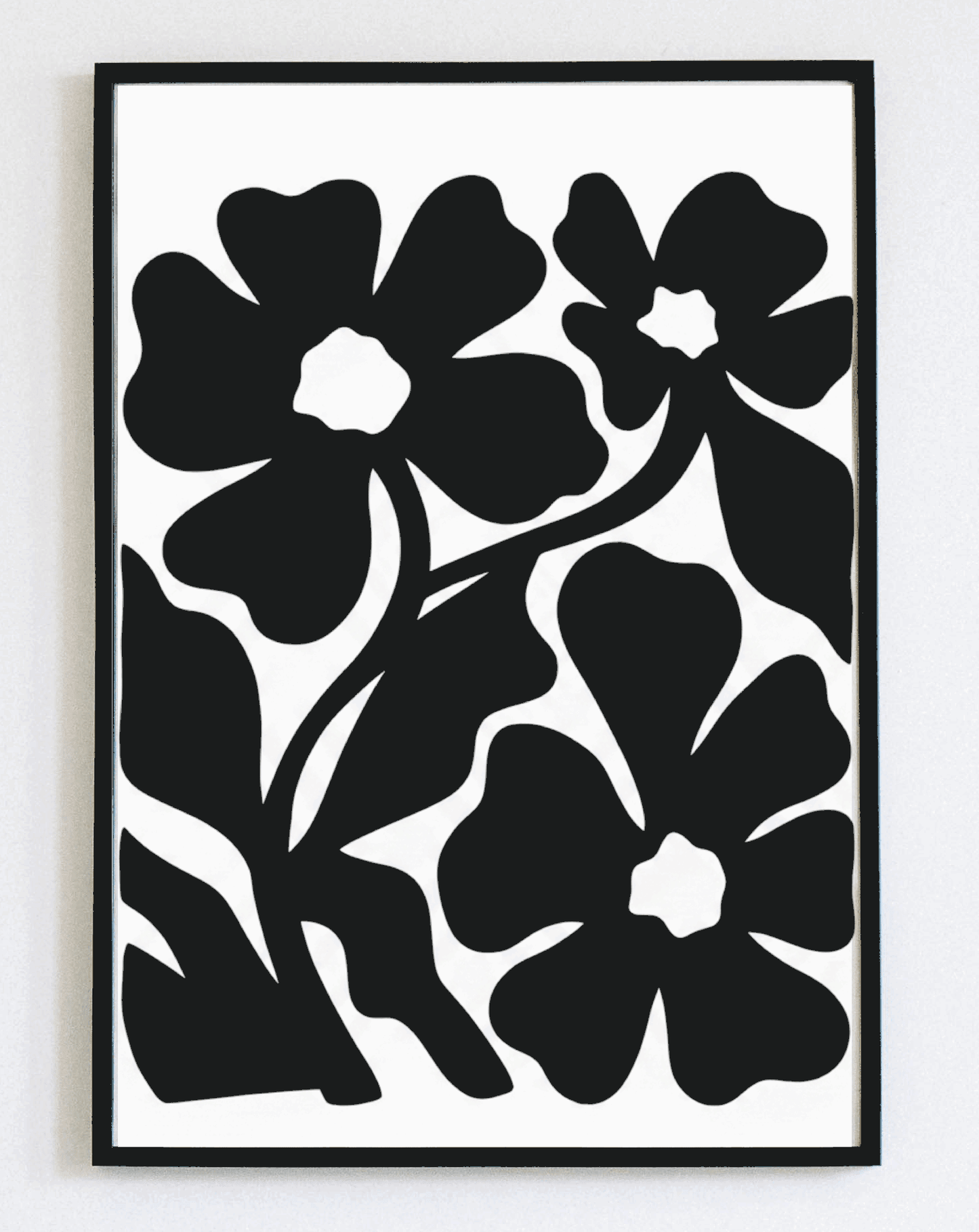 Obraz w ramce Floral Monochrome Silhouette – nowoczesna dekoracja ścienna do salonu, sypialni i biura – Demarro