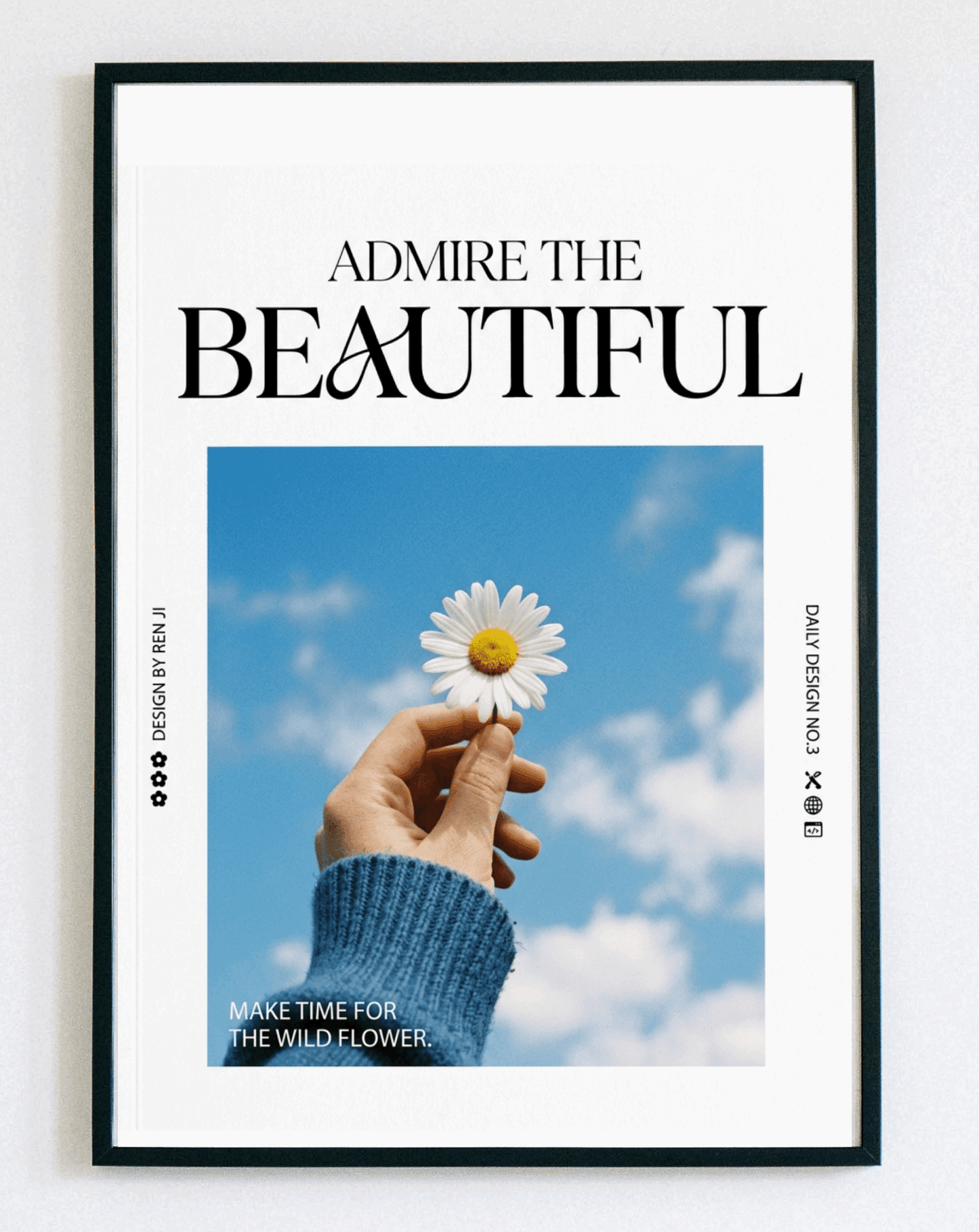 Obraz w ramce "Admire the Beautiful" – napisy motywacyjne, minimalistyczna dekoracja ścienna - obraz w ramce do salonu - Demarro