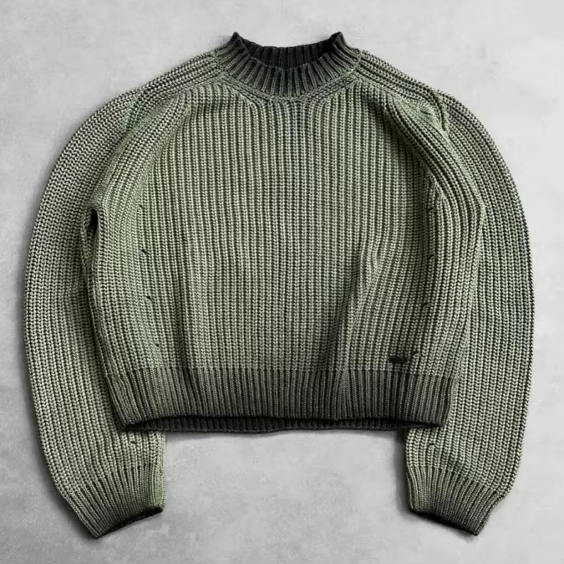Ombre Moss Vintage Knit Pullover