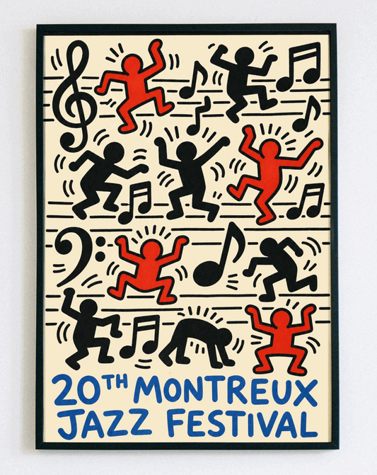 Obraz w ramce 20th Montreux Jazz Festival – muzyczna dekoracja ścienna z napisem do salonu i biura – Demarro