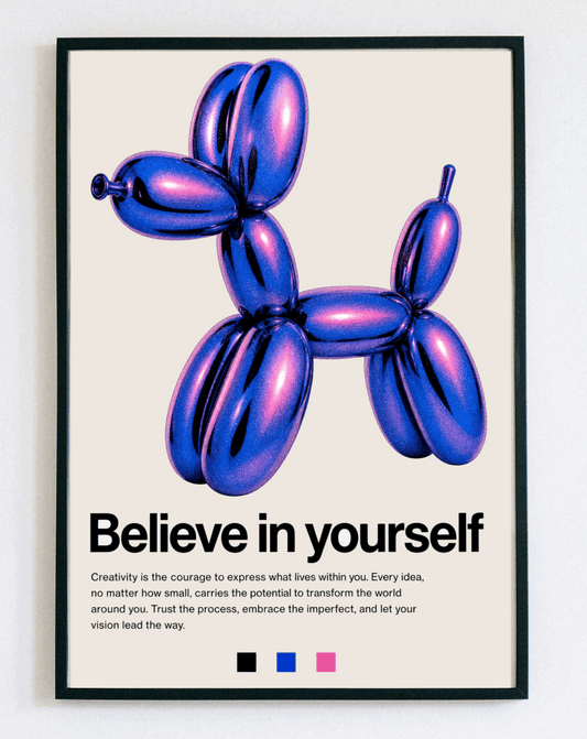 Minimalistyczny obraz w ramce Believe in Yourself – nowoczesna grafika z napisem do sypialni i salonu – Demarro