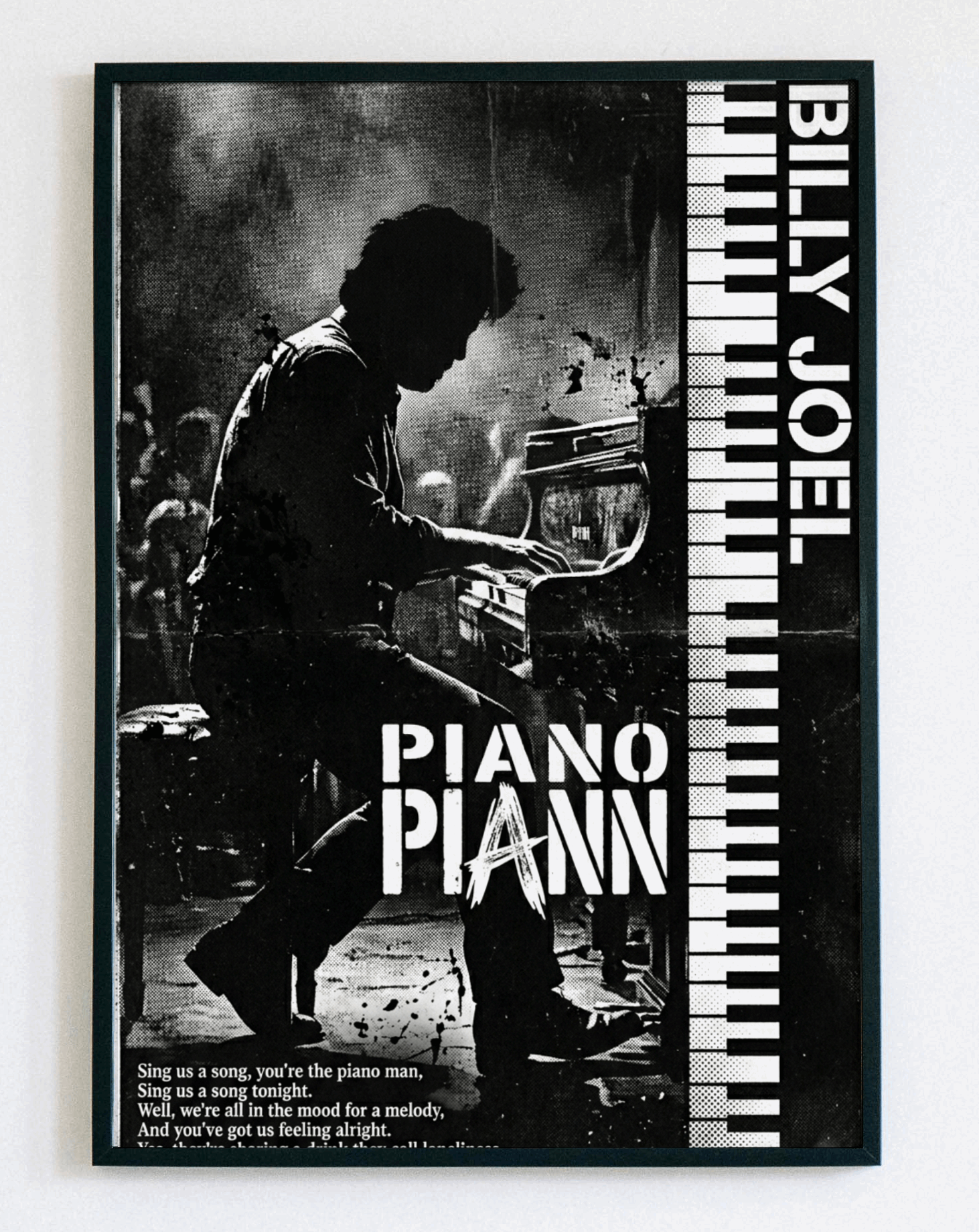 Obraz w ramce Billy Joel Piano Man – muzyczna dekoracja ścienna z napisem do salonu i pokoju muzycznego – Demarro
