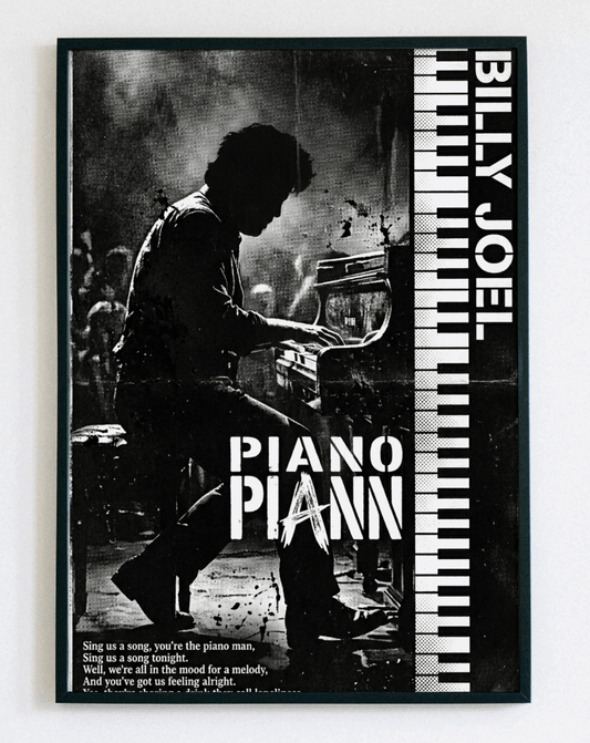Obraz w ramce Billy Joel Piano Man – muzyczna dekoracja ścienna z napisem do salonu i pokoju muzycznego – Demarro