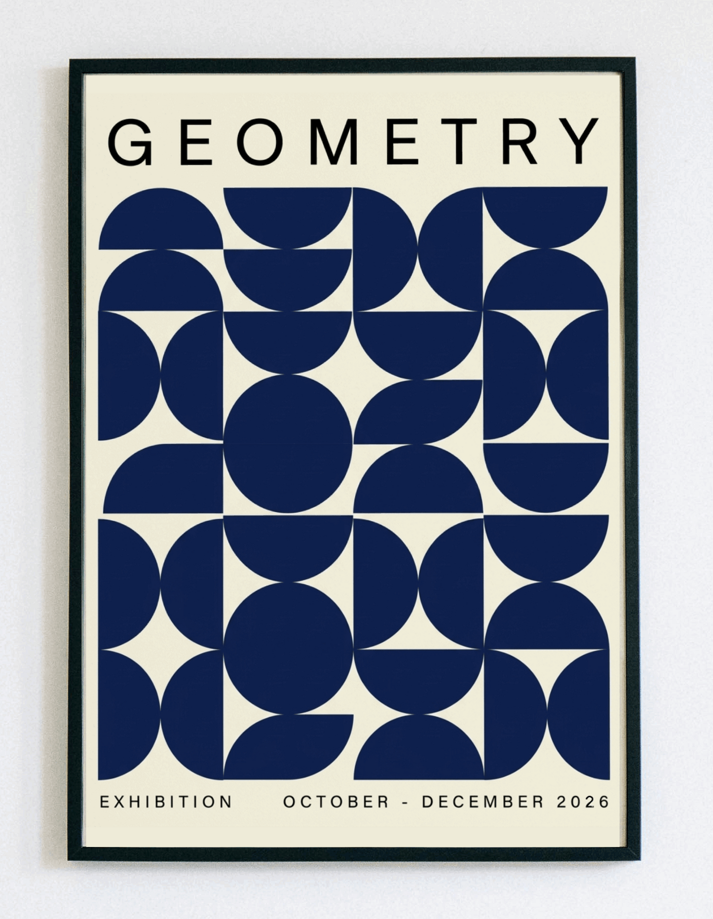 Nowoczesny obraz w ramce Blue Geometry – minimalistyczna grafika geometryczna w odcieniach niebieskiego do salonu i sypialni – Demarro