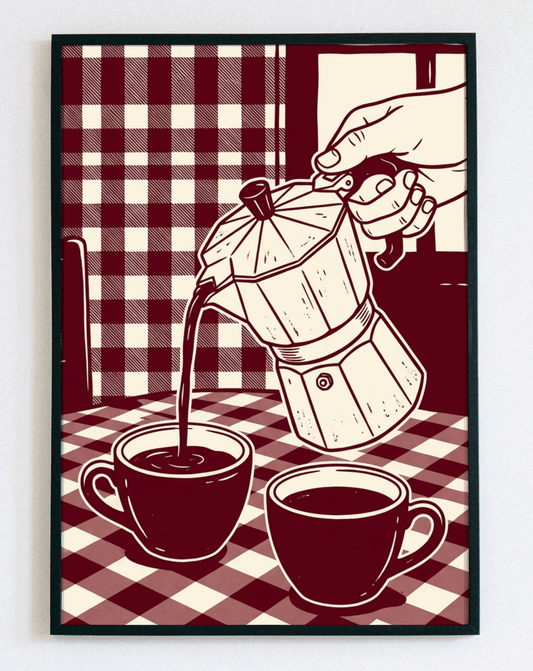 Nowoczesny obraz w ramce Coffee Morning Ritual – minimalistyczna grafika z napisem do kuchni i kącika kawowego – Demarro