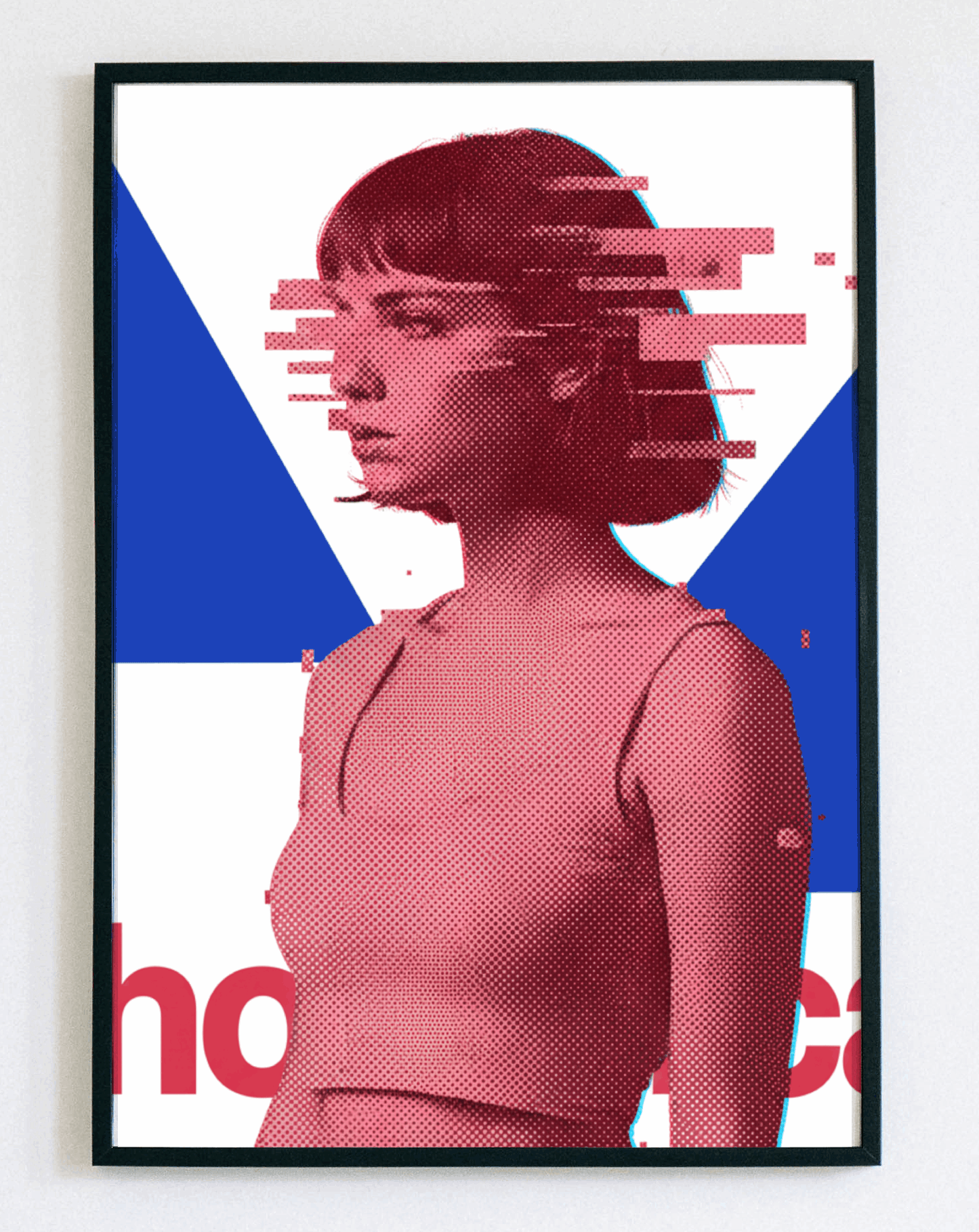 Obraz w ramce Digital Glitch Portrait – nowoczesna dekoracja ścienna do salonu, sypialni i biura – Demarro