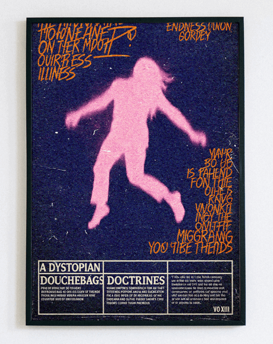 Nowoczesny obraz w ramce Dystopian Doctrines – designerska grafika z napisem do salonu i gabinetu – Demarro