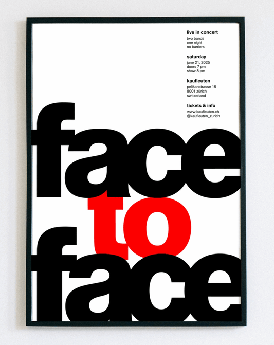 Minimalistyczny obraz w ramce Face to Face – nowoczesna grafika z napisem do salonu i sypialni – Demarro