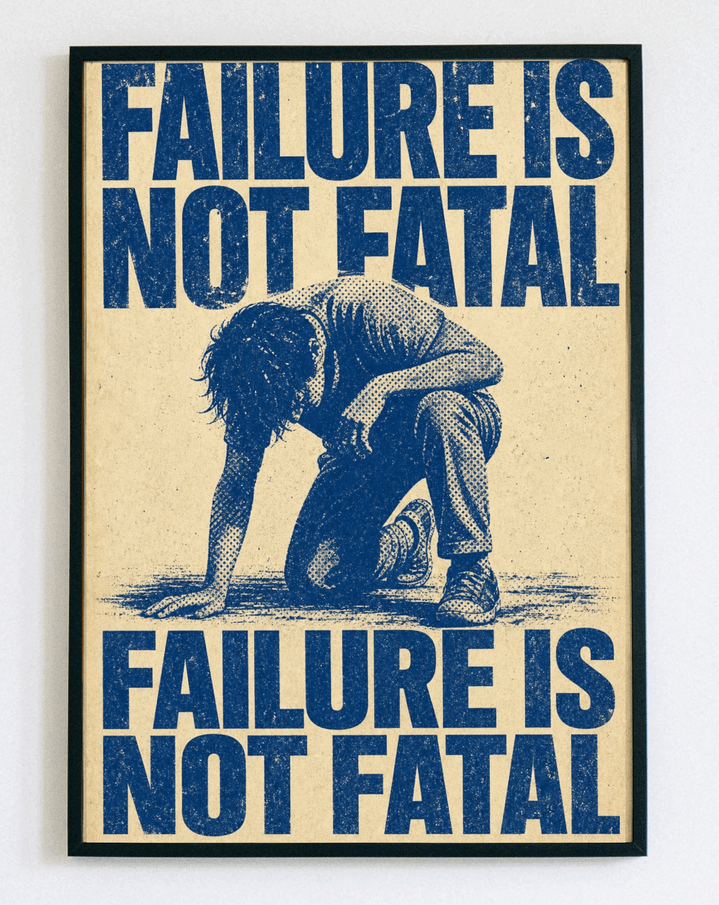 Motywacyjny obraz w ramce Failure is Not Fatal – minimalistyczna grafika z napisem do biura i salonu – Demarro
