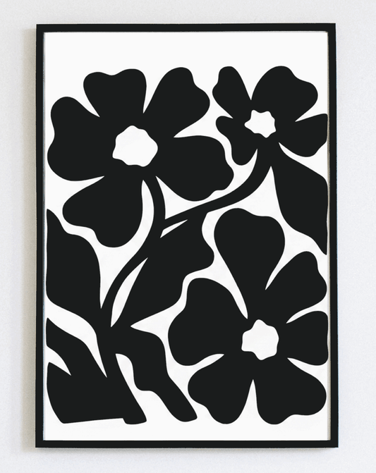 Obraz w ramce Floral Monochrome Silhouette – nowoczesna dekoracja ścienna do salonu, sypialni i biura – Demarro