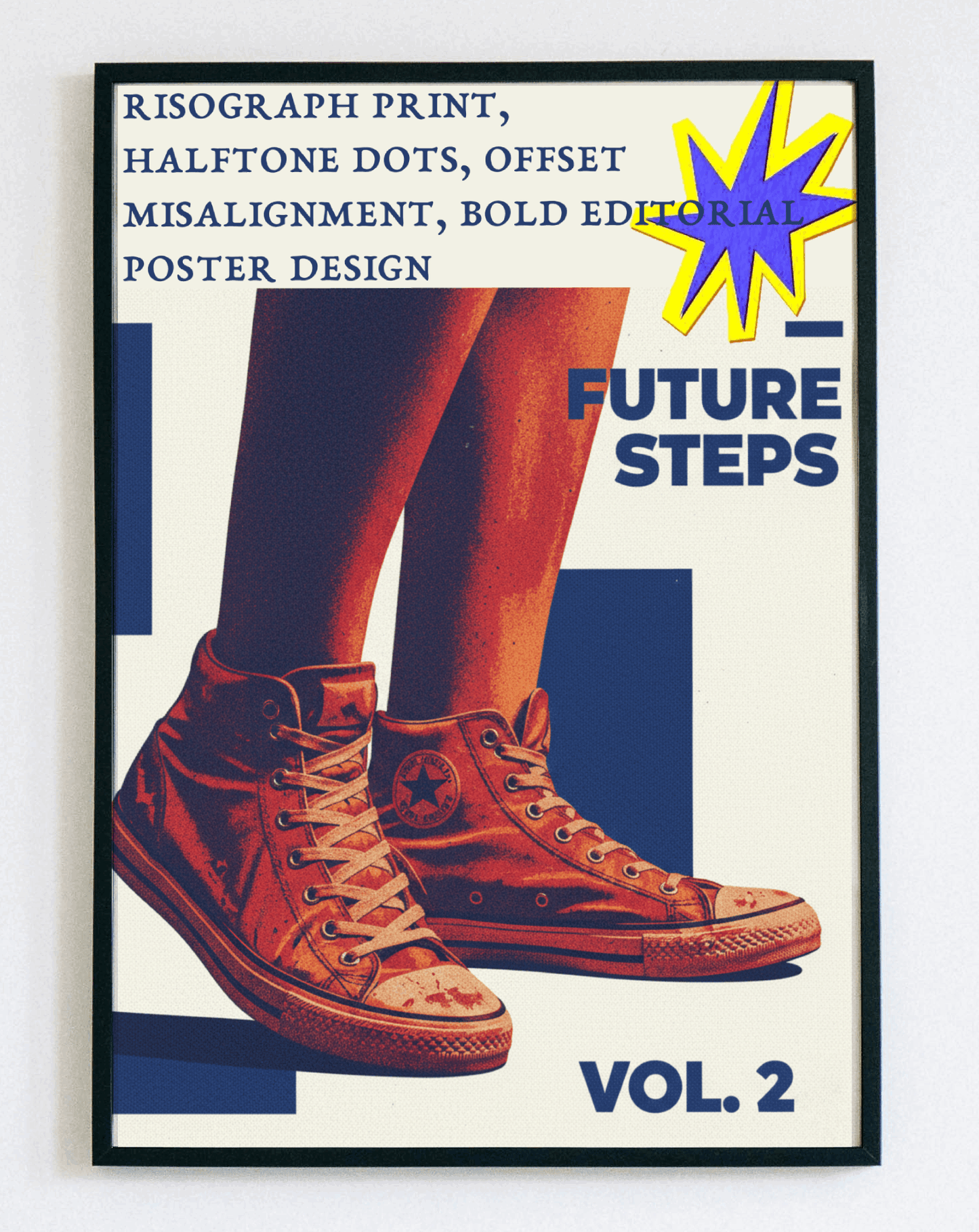 Obraz w ramce Future Steps Risograph – nowoczesna dekoracja ścienna do salonu, sypialni i biura – Demarro