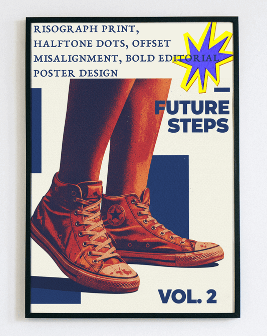 Obraz w ramce Future Steps Risograph – nowoczesna dekoracja ścienna do salonu, sypialni i biura – Demarro