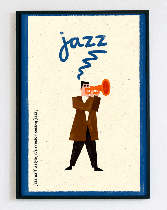 Obraz w ramce Jazz Freedom – muzyczna dekoracja ścienna z napisem do salonu i gabinetu – Demarro