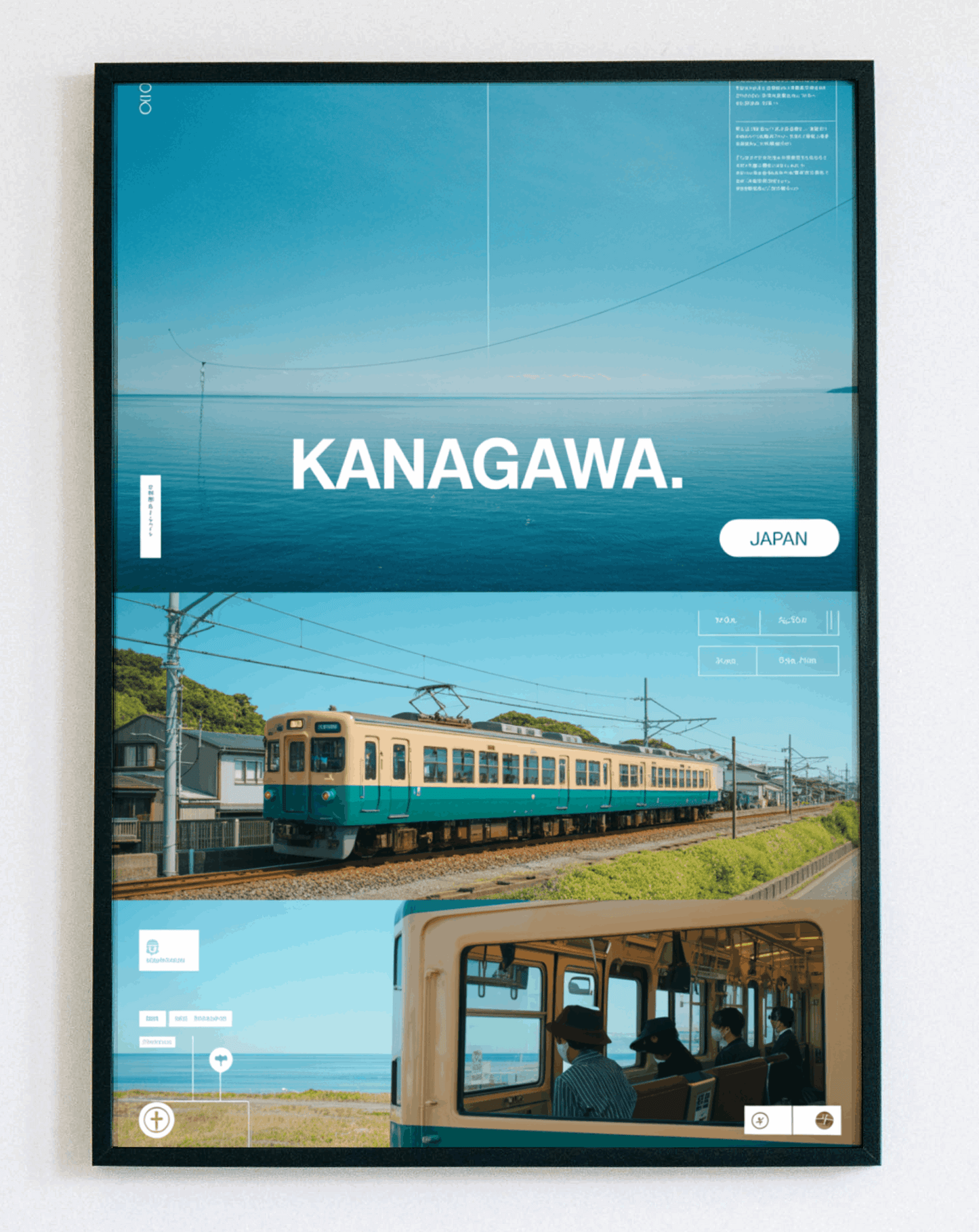 Obraz w ramce Kanagawa Japan Travel – stylowa grafika inspirowana Japonią do salonu i sypialni – Demarro