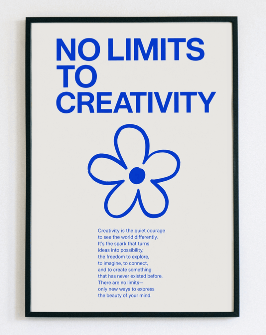 Minimalistyczny obraz w ramce No Limits Creativity – nowoczesna grafika z napisem do biura, pracowni i salonu – Demarro