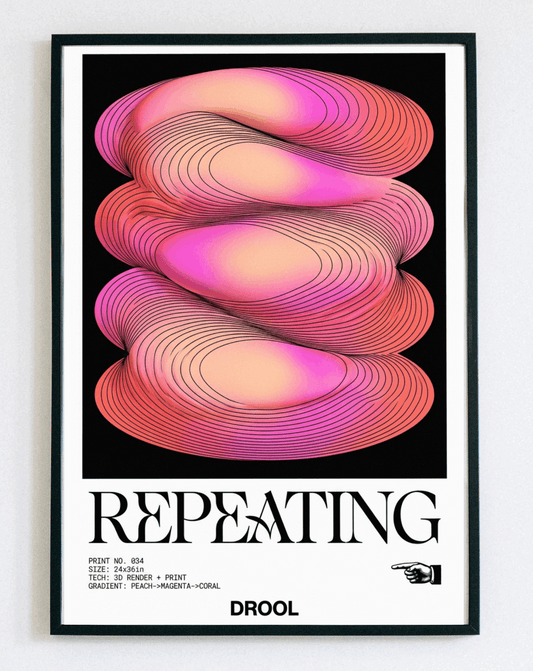 Obraz w ramce Repeating Abstract Render – nowoczesna grafika abstrakcyjna z powtarzalnym wzorem 3D do salonu w stylu modern – Demarro