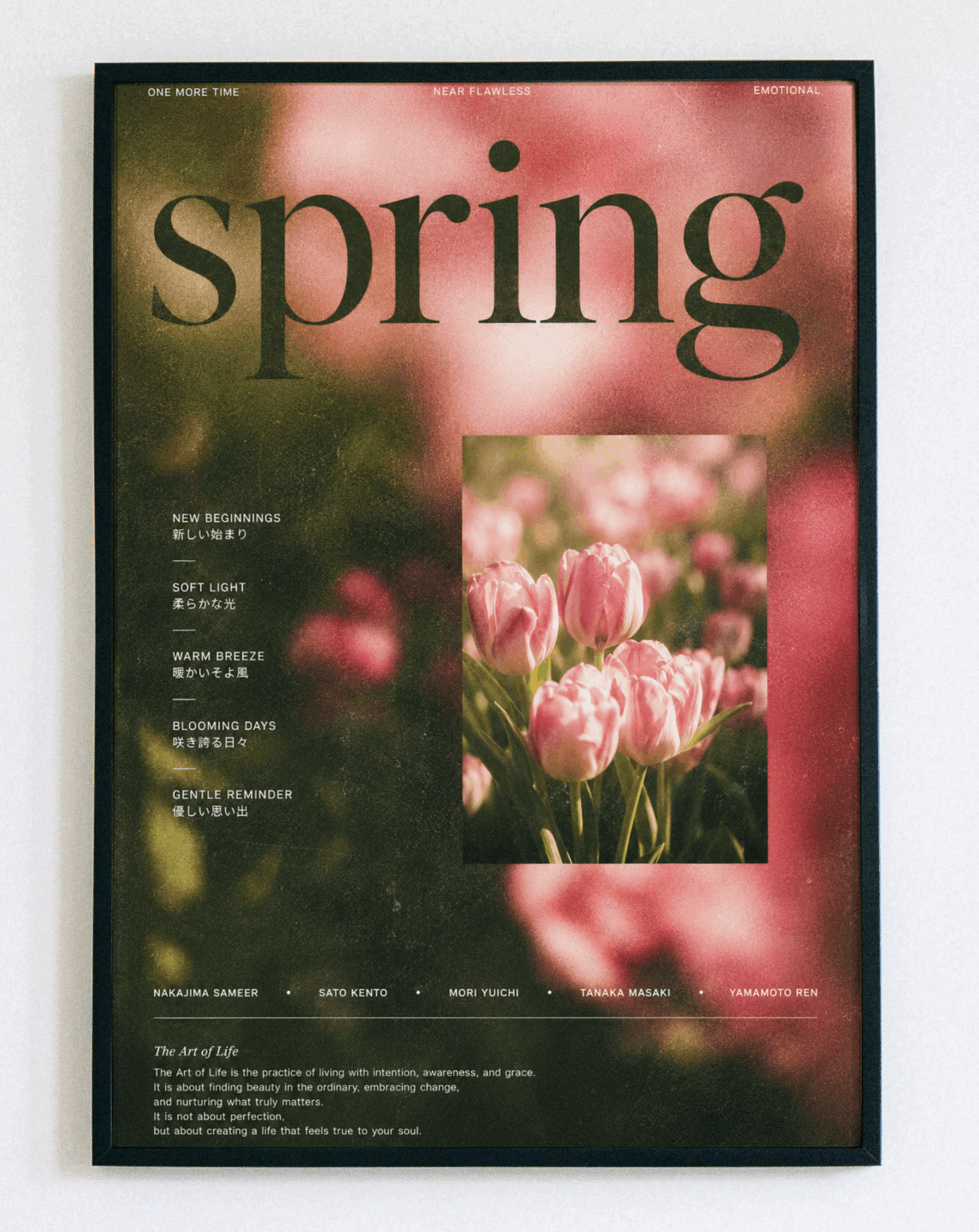 Obraz kwiaty tulipany w ramce plakat botaniczny retro dekoracja ścienna do salonu i kuchni – Demarro