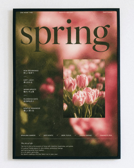 Obraz kwiaty tulipany w ramce plakat botaniczny retro dekoracja ścienna do salonu i kuchni – Demarro