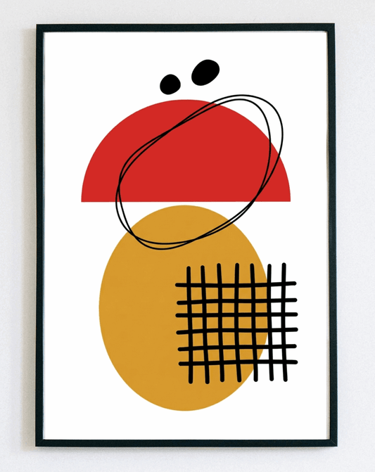 Obraz w ramce "Abstract Geometry Balance" – minimalistyczna grafika w stylu modern art do salonu i gabinetu - obraz w ramce do salonu - Demarro
