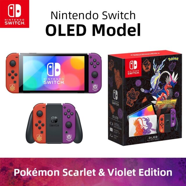 Nintendo Switch Pokemon Scarlet   Violet Edition OLED Model 7 Inch Screen Joy‑Con Handle  Console Stable TV Mode Video Game